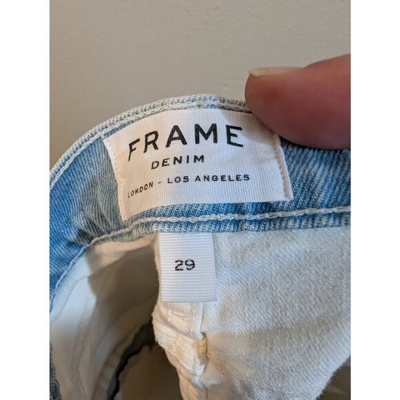 FRAME DENIM White Colorblock‎ Le High Straight Leg Cropped Jeans Women’s Size 29 - Picture 9 of 11